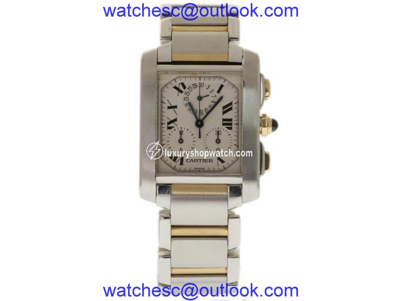 Cartier Tank Francaise Chronoflex W51004Q4 Stainless Steel & Gold Men's Watch Cartier