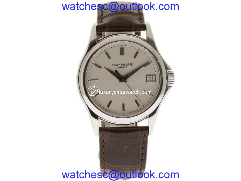 Patek Philippe Calatrava 5227G 18K White Gold & Leather Ivory Dial Automatic 39mm Mens Watch Patek Philippe