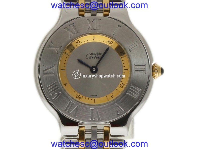 Cartier Must De 21 1330 Stainless Steel & Yellow Gold Quartz 31mm Womens Watch Cartier