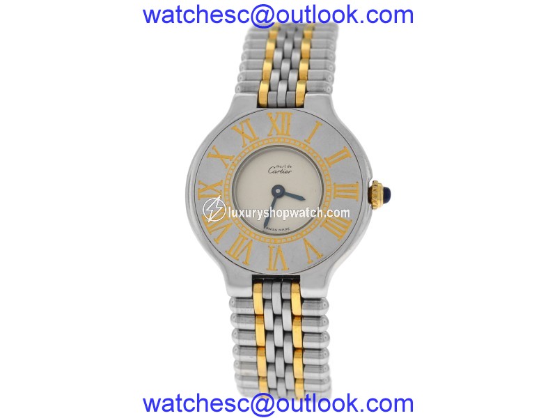 Cartier Must de Cartier 125000P Stainless Steel & 18K Yellow Gold 28mm Womens Watch Cartier