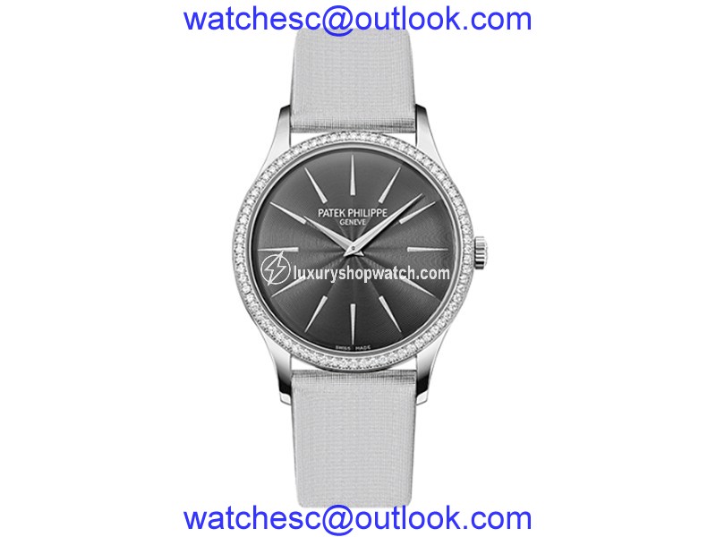 Patek Philippe Calatrava 4897G-010 18K White Gold Satin & 0.47ct Diamond 33mm Watch Patek Philippe