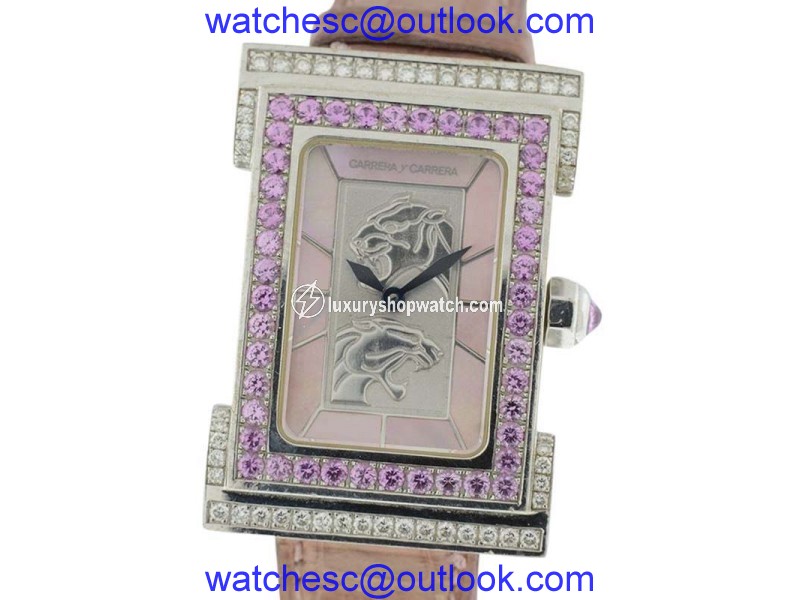 Carrera y Carrera Ombre Peach Tempus 18K White Gold Diamond and Sapphire Watch Carrera y Carrera