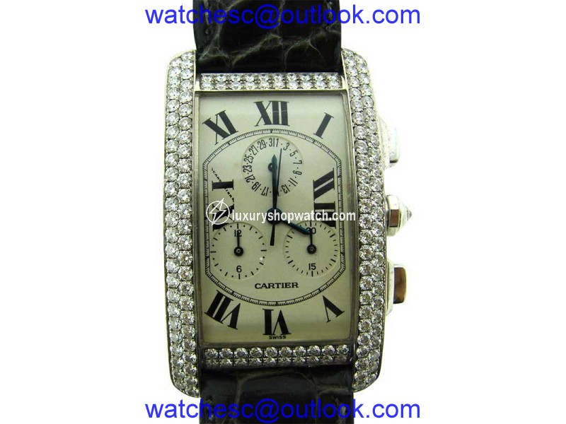 Cartier Tank Swiss Made 18K White Gold Water Resistant Diamond Watch Cartier
