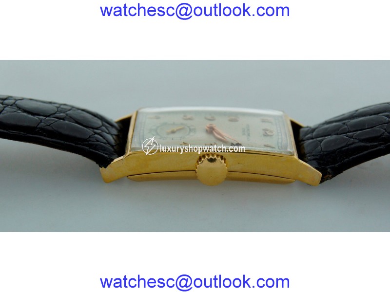 Patek Philippe Yellow Gold Men's Black Leather Strap Original Vintage 1940s Watch Patek Philippe