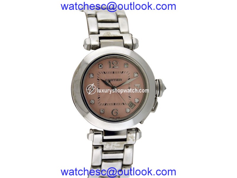 Cartier Pasha 18K White Gold Diamond Dial 35mm Womens Watch Cartier