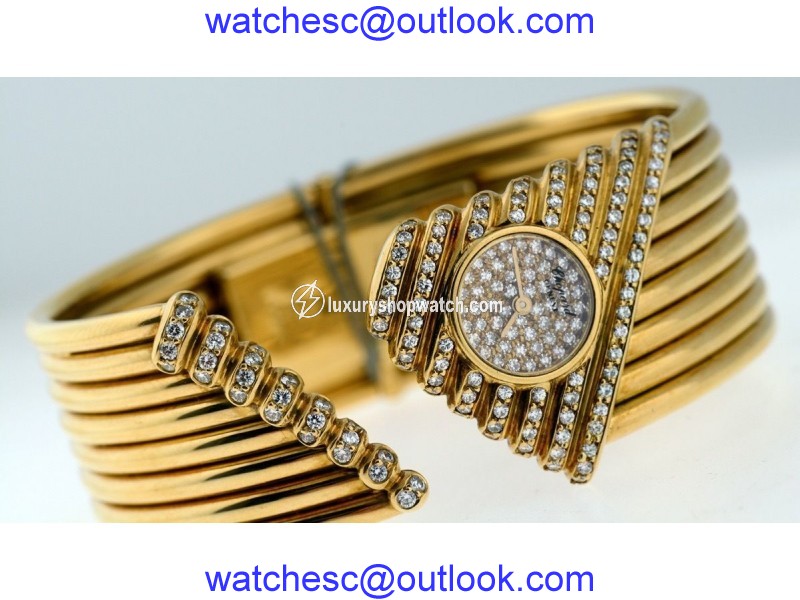 Chopard 18K Yellow Gold with Diamonds Womens Bangle Bracelet Watch Chopard