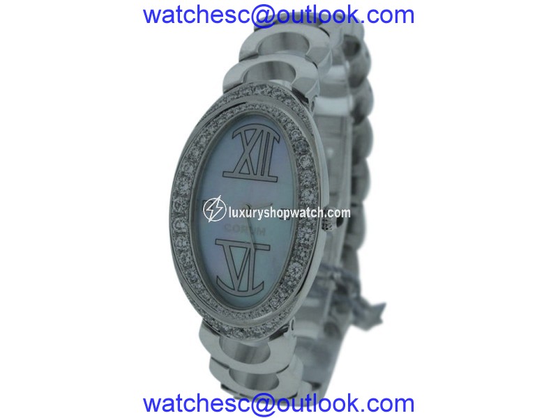 Corum Oval 137.410.69 18K White Gold Diamond Womens Watch Corum