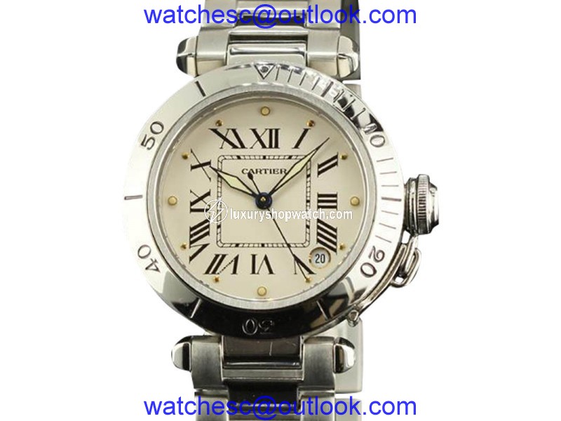 Cartier Pasha Staniless Steel White Roman Dial Automatic Womens Watch Cartier