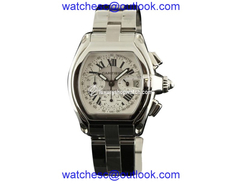 Cartier Roadster W62020X6 XL Stainless Steel Silver Chronograph Watch Cartier