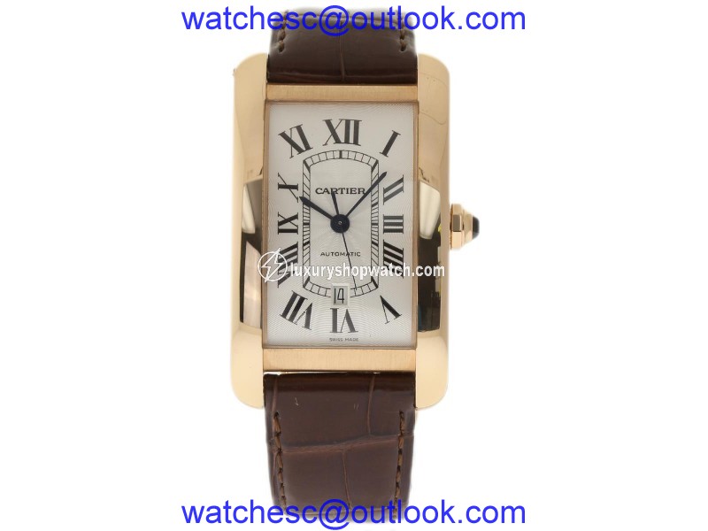 Cartier Tank Americaine W2609856 18K Rose Gold & Leather Automatic 31mm Unisex Watch Cartier