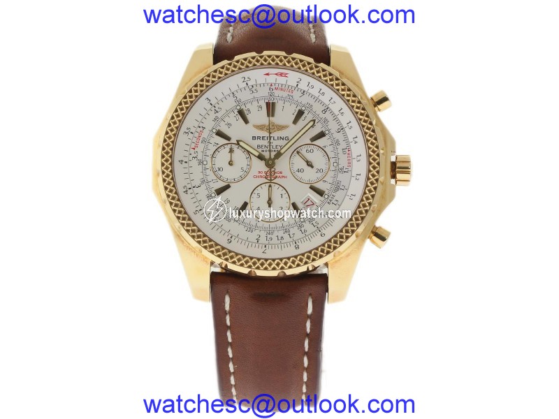 Breitling Bentley K25362 18K Yellow Gold / Leather 48mm Mens Watch Breitling