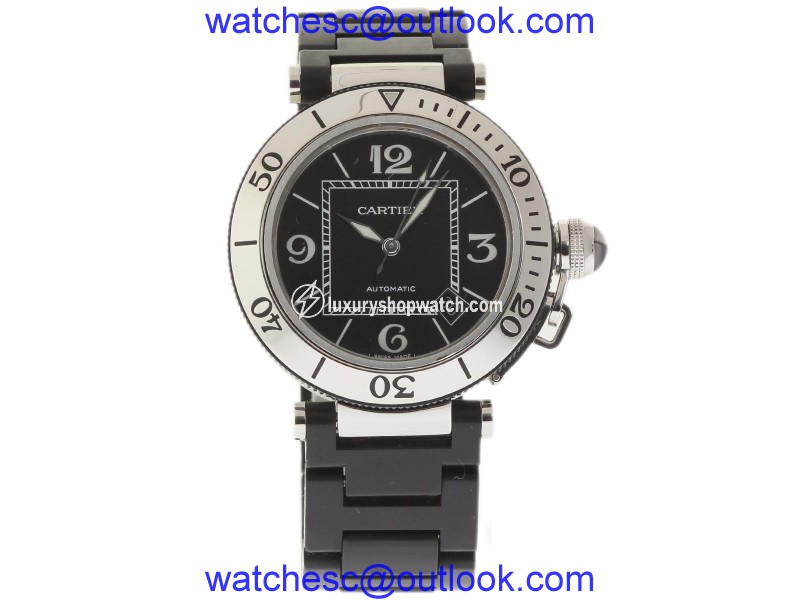 Cartier Pasha Seatimer W31077U2 Stainless Steel & Rubber Black Dial Automatic 40mm Unisex Watch Cartier