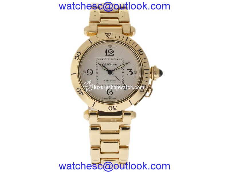 Cartier Pasha 2392 18K Yellow Gold White Dial Automatic 38mm Unisex Watch Cartier