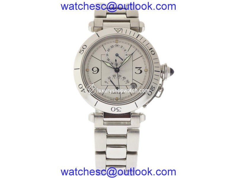 Cartier Pasha W31037H3 Stainless Steel Silver Dial Automatic 38mm Mens Watch Cartier