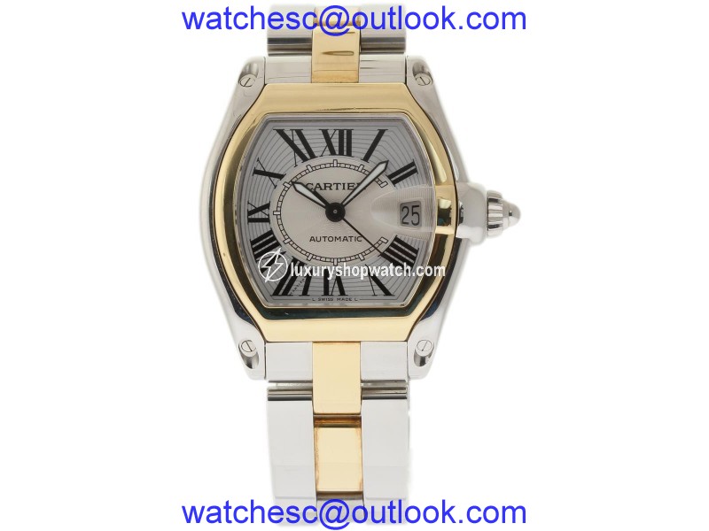 Cartier Roadster W62031Y4 Stainless Steel & 18K Yellow Gold Silver Dial Automatic 43mm Mens Watch Cartier