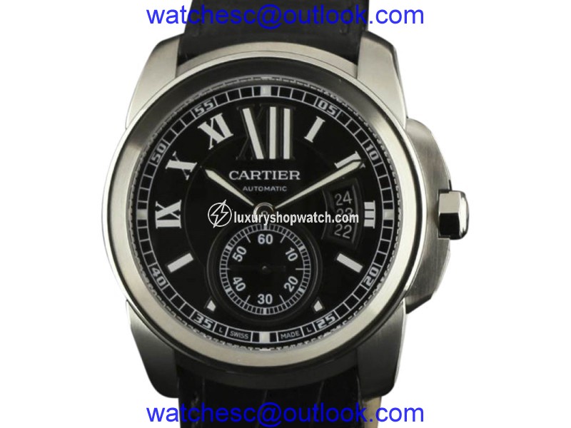 Cartier Calibre W7100041 Stainless Steel & Leather Automatic 42mm Mens Watch Cartier