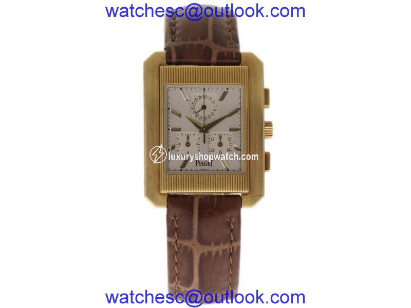 Piaget Protocol 14600 18K Yellow Gold & Leather 32mm Mens Watch Piaget