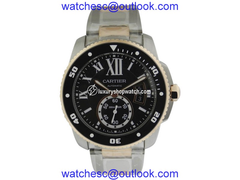 Cartier Calibre de Cartier Diver w7100054 Stainless Steel & Rose Gold 42mm Mens Watch Cartier