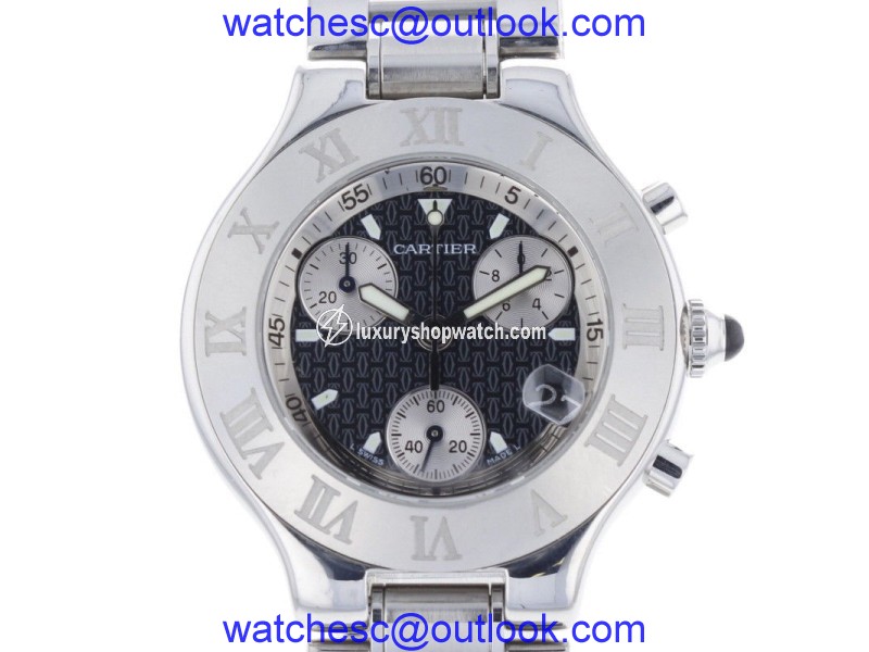 Cartier Must 21 Chronograph W10172T2 Stainless Steel Quartz 38mm Mens Watch Cartier