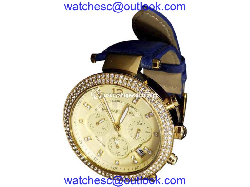 Michael Kors Parker MK2280 Gold Tone Stainless Steel & Leather Quartz 39mm Unisex Watch Michael Kors