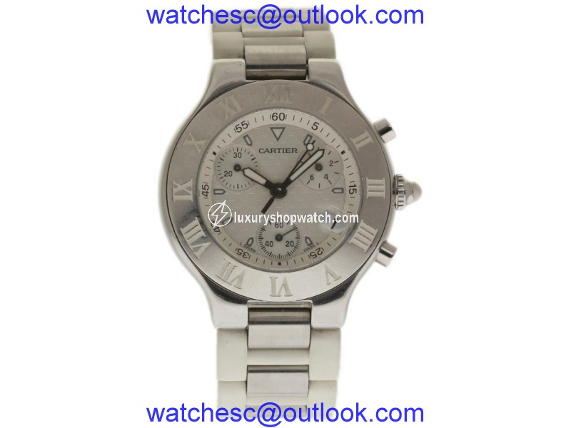 Cartier Must 21 W10184U2 2424 Stainless Steel & Rubber Quartz 38mm Unisex Watch Cartier