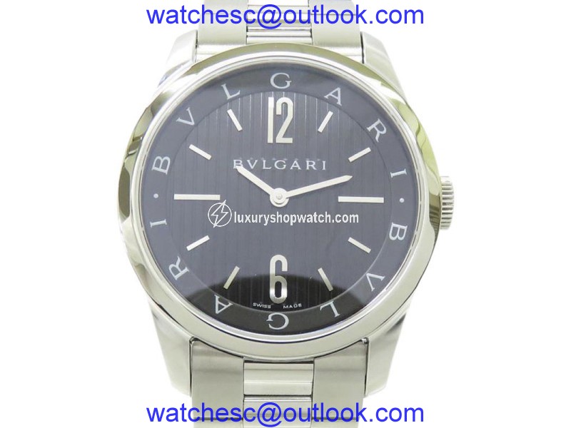 Bulgari Solotempo ST37S Stainless Steel Black Dial Quartz 37mm Mens Watch Bulgari