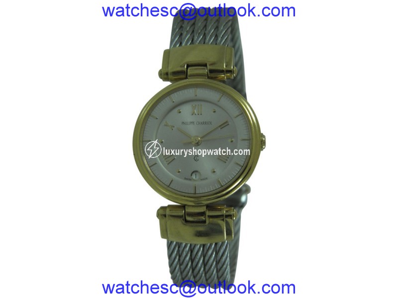 Philippe Charriol 63.95.1197 18K Yellow Gold Plated & Stainless Steel Roman Dial Quartz 26mm Womens Watch Philippe Charriol