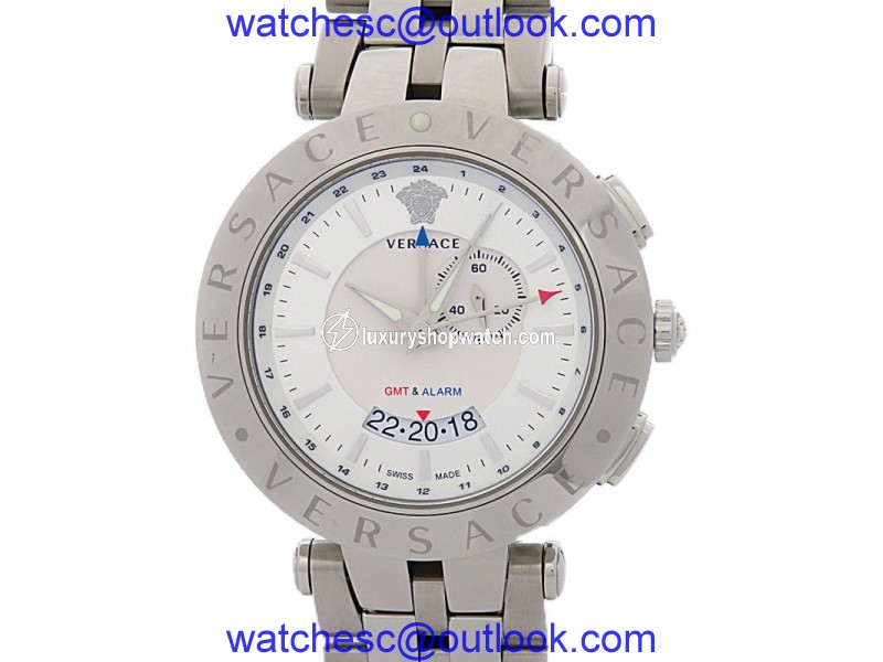 Versace V-Race 29G99D001 Stainless Steel Silver Dial 45mm Mens Watch Versace