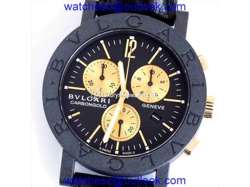 Bulgari BB38 Bvlgari Bvlgari Carbon and Leather Quartz 38mm Mens Watch Bulgari