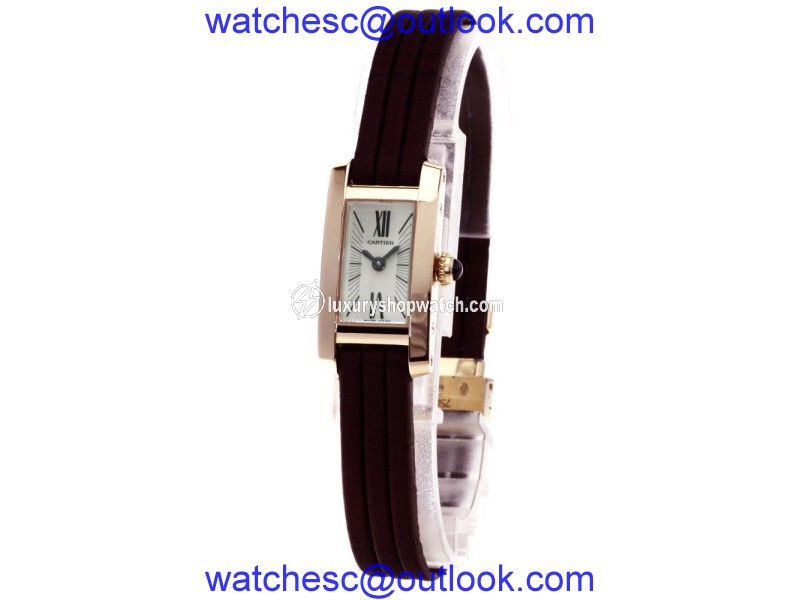 Cartier Tank Allongee Ranieru W1537338 18K Pink Gold/Satin 15mm Womens Watch CARTIER