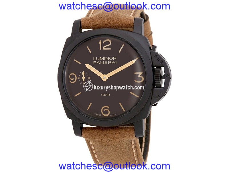 Panerai Luminor PAM00375 Composite & Leather Manual 47mm Mens Watch Panerai