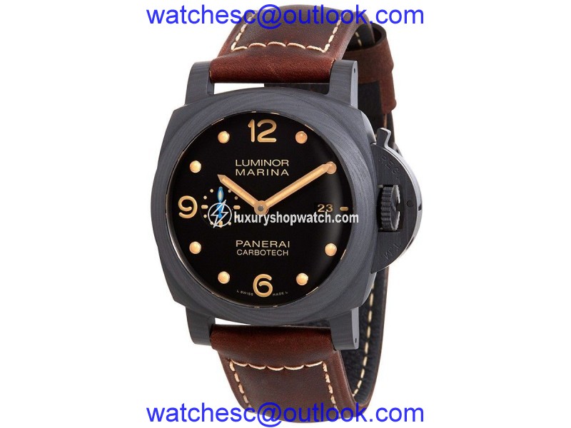 Panerai Luminor PAM00661 Carbotech & Leather Automatic 44mm Mens Watch Panerai