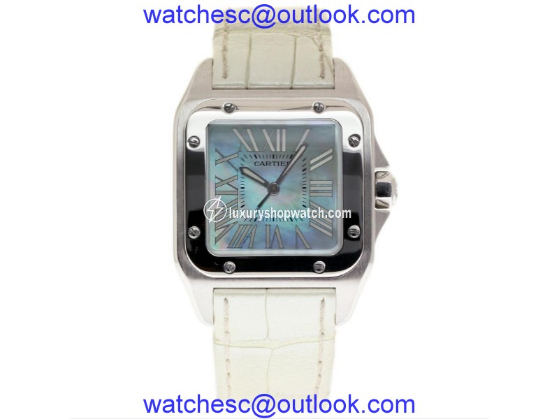 Cartier Santos 100 W20132X8 Stainless Steel / Leather 35.6mm Womens Watch Cartier
