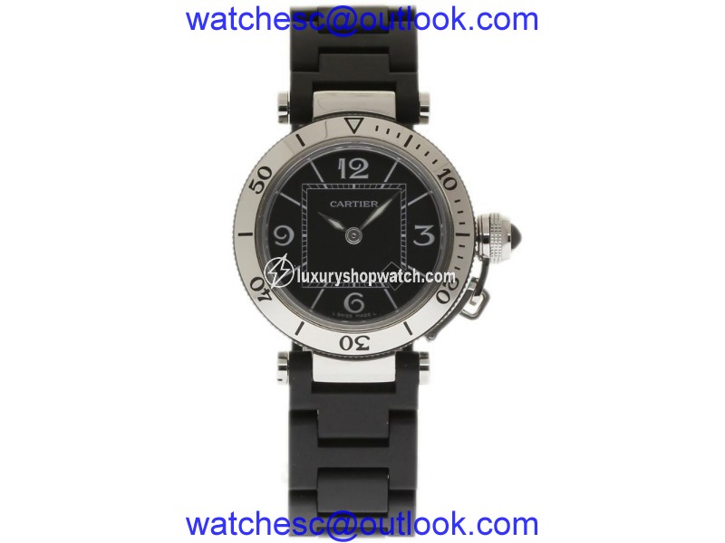 Cartier Pasha Seatimer W3140003 Stainless Steel / Rubber with Black Dial 33mm Unisex Watch Cartier