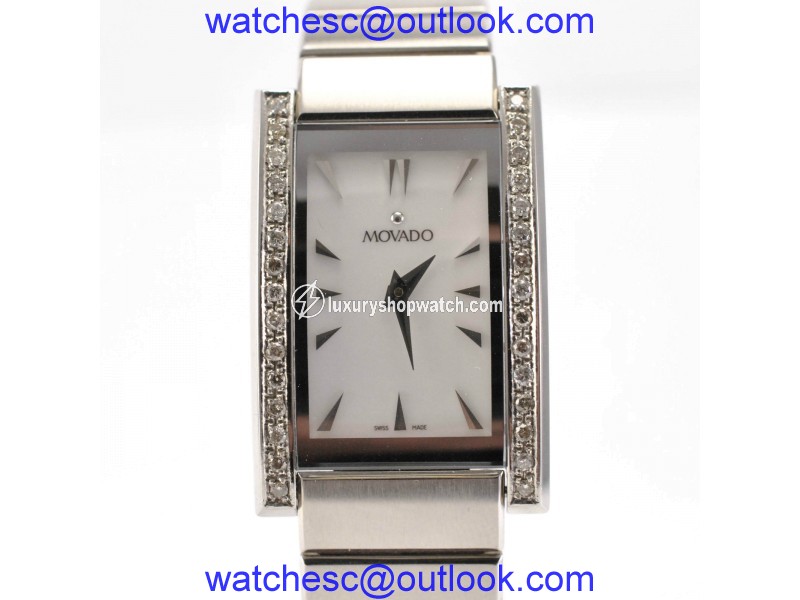 Movado Model 84 A1 2432 Stainless Steel Bracelet Diamond Bezel Ladies Watch Movado