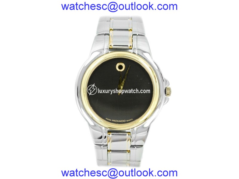 Movado 81 E2 866 Stainless Steel Two-Tone Black Dial Men's Watch Movado
