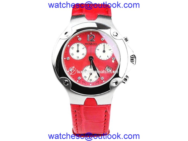 Movado Coral Alligator Swiss Chronograph Quartz Unisex Watch Movado