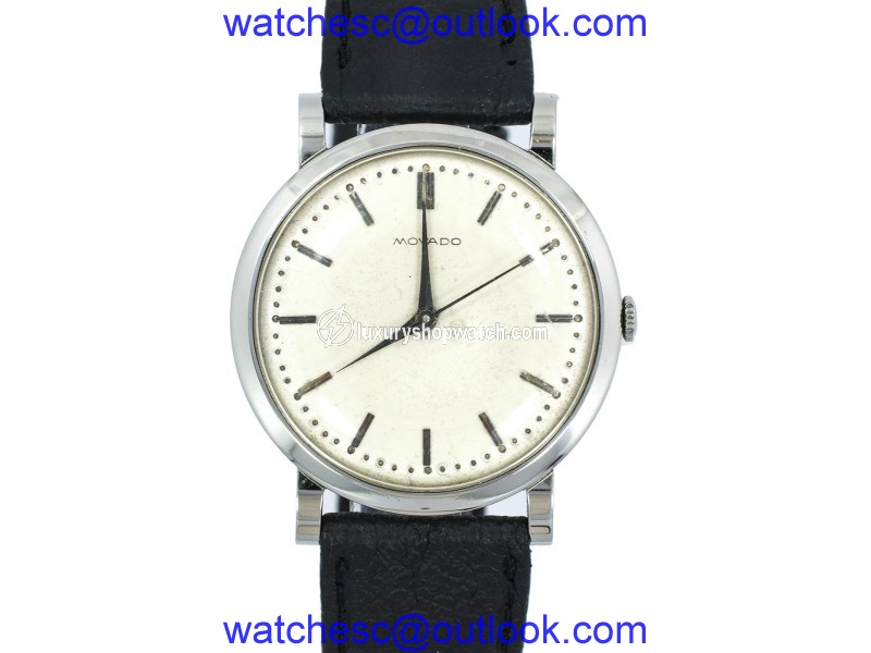 Movado Stainless Steel, Leather Band White Dial Men's Watch Movado