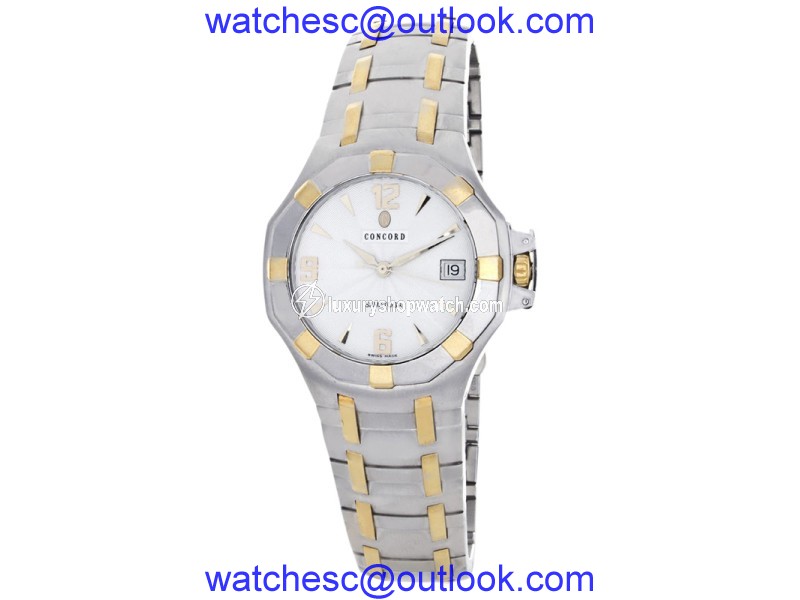 Concord Saratoga 15.C2.1894 Silver Dial Two Tone 18K Bracelet Mens Watch Concord