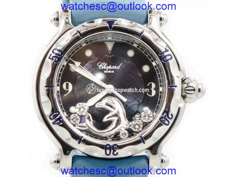 Chopard 28/8897/8 Happy Diamond Dolphin Blue Rubber Stainless Quartz Women's Chopard