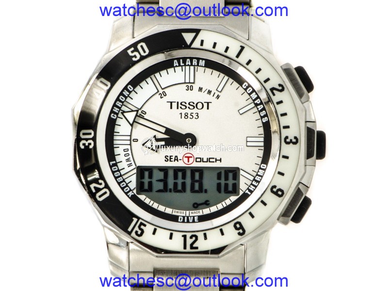 Tissot T026420A Stainless Steel White Dial Alarm Compass Digital Men's Watch Tissot