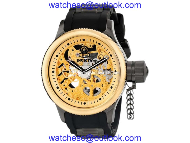 Invicta 17273 Russian Diver Gold Dial Silicone Mechanical Men's Watch Invicta