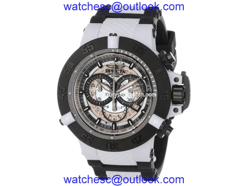 Invicta 0933 Anatomic White Dial Rubber Strap Chronograph Men's Watch Invicta