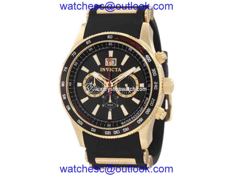 Invicta 1236 Aviator Black Dial Polyurethane Chronograph Men's Watch Invicta