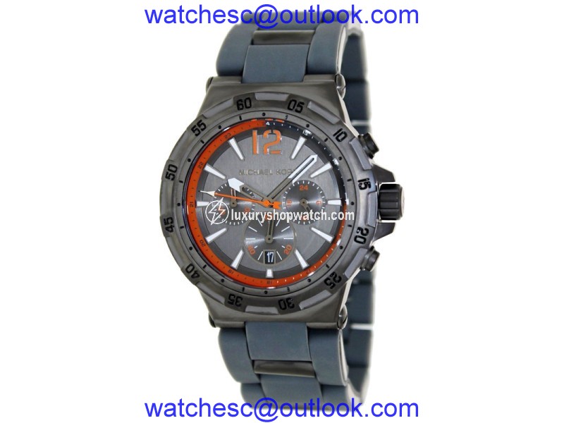 Michael Kors MK8299 Gunmetal Melbourne Chronograph Rubber Band Mens Watch Michael Kors