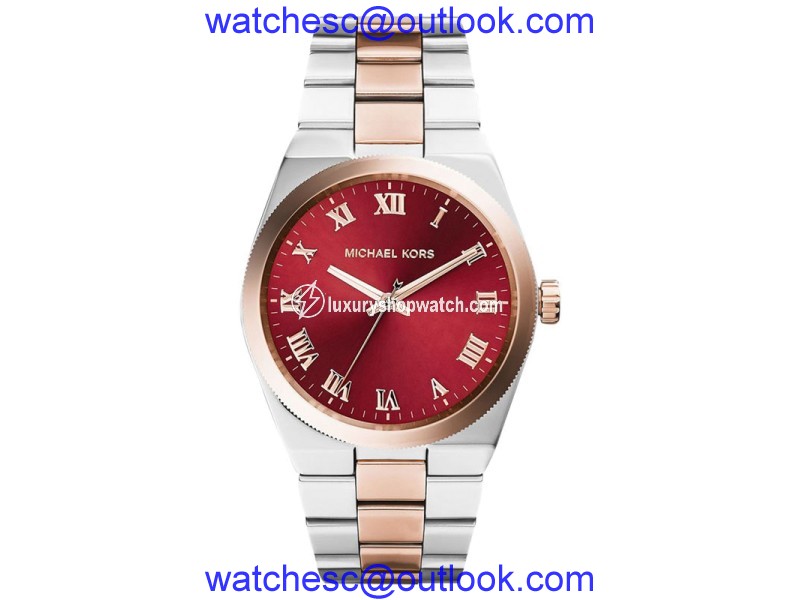 Michael Kors MK6114 Channing Red Dial Two-Tone Bracelet Women's Watch Michael Kors
