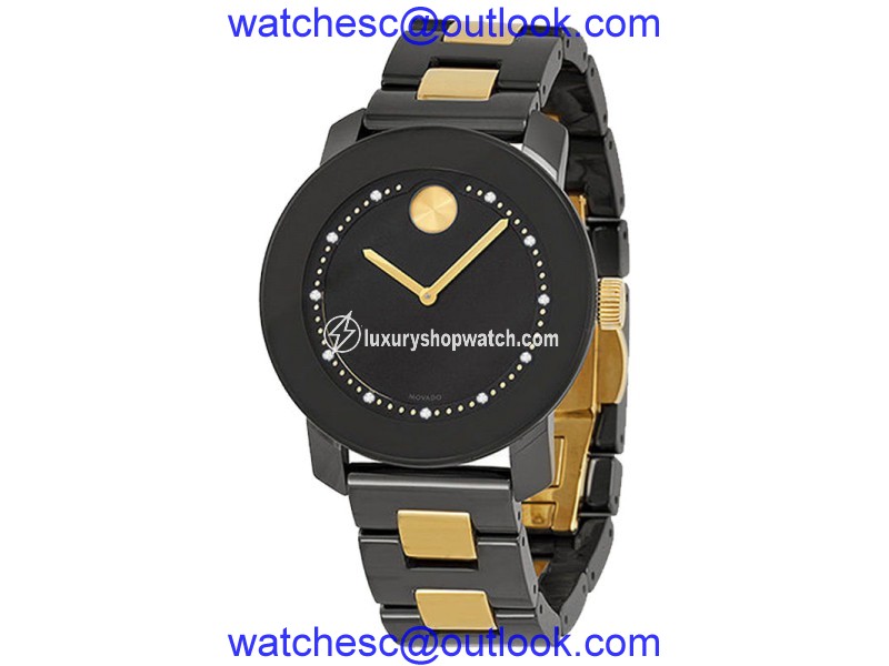 Movado MB013496115 Black Dial Black Ceramic and Steel Bracelet Womens Watch Movado