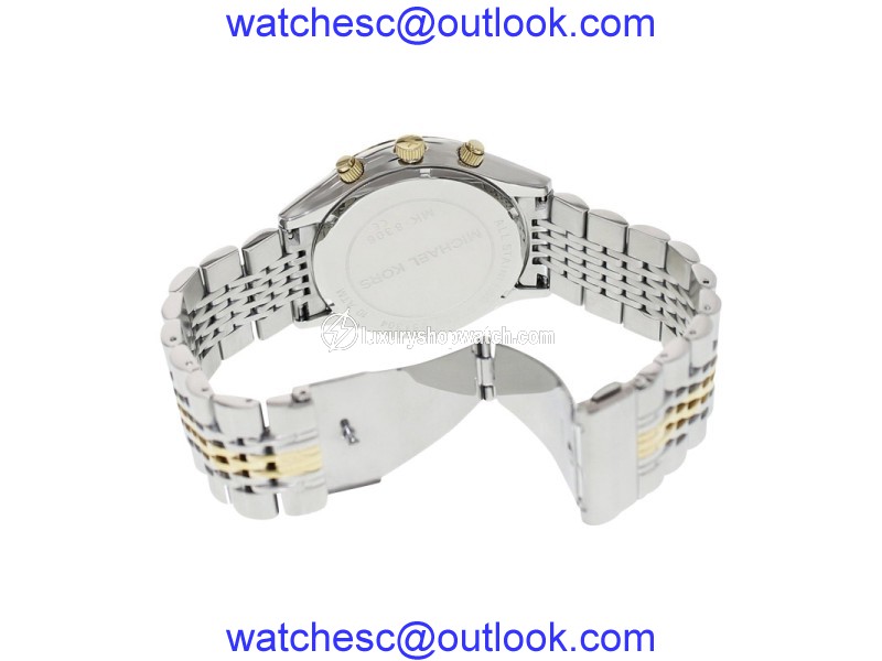 Michael Kors MK8306 Chronograph Bookton White Dial Two-tone Men's Watch Michael Kors