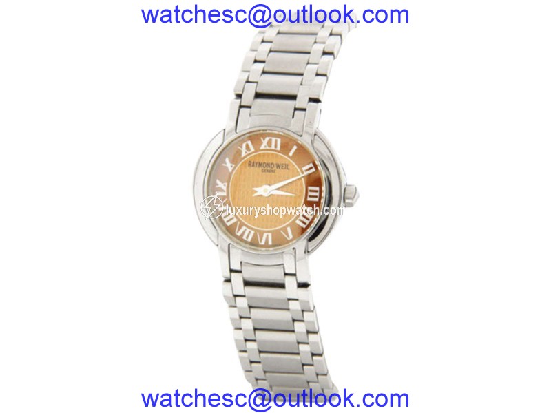 Raymond Weil Elegant Brown Textured Dial Stainless Steel Bracelet Watch Raymond Weil