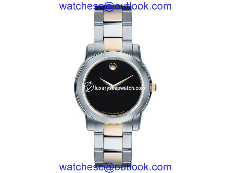 Movado 0615107 Black Dial Two-Tone Bracelet Mens Watch Movado